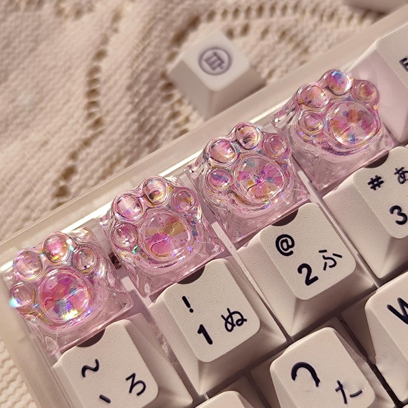 Elacgap Cat Claw Keycap Cute Drip Glue Backlight Keycaps DIY ESC Arrow Key Keycap Replacement for Cherry MX Gaming Mechanical Keyboard (4Keys Pink) - Image 2